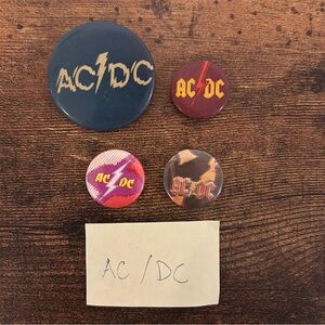 VTG 80’s AC/DC  Pinback Concert buttons vintage  1980s pins Rock / Metal / Hair